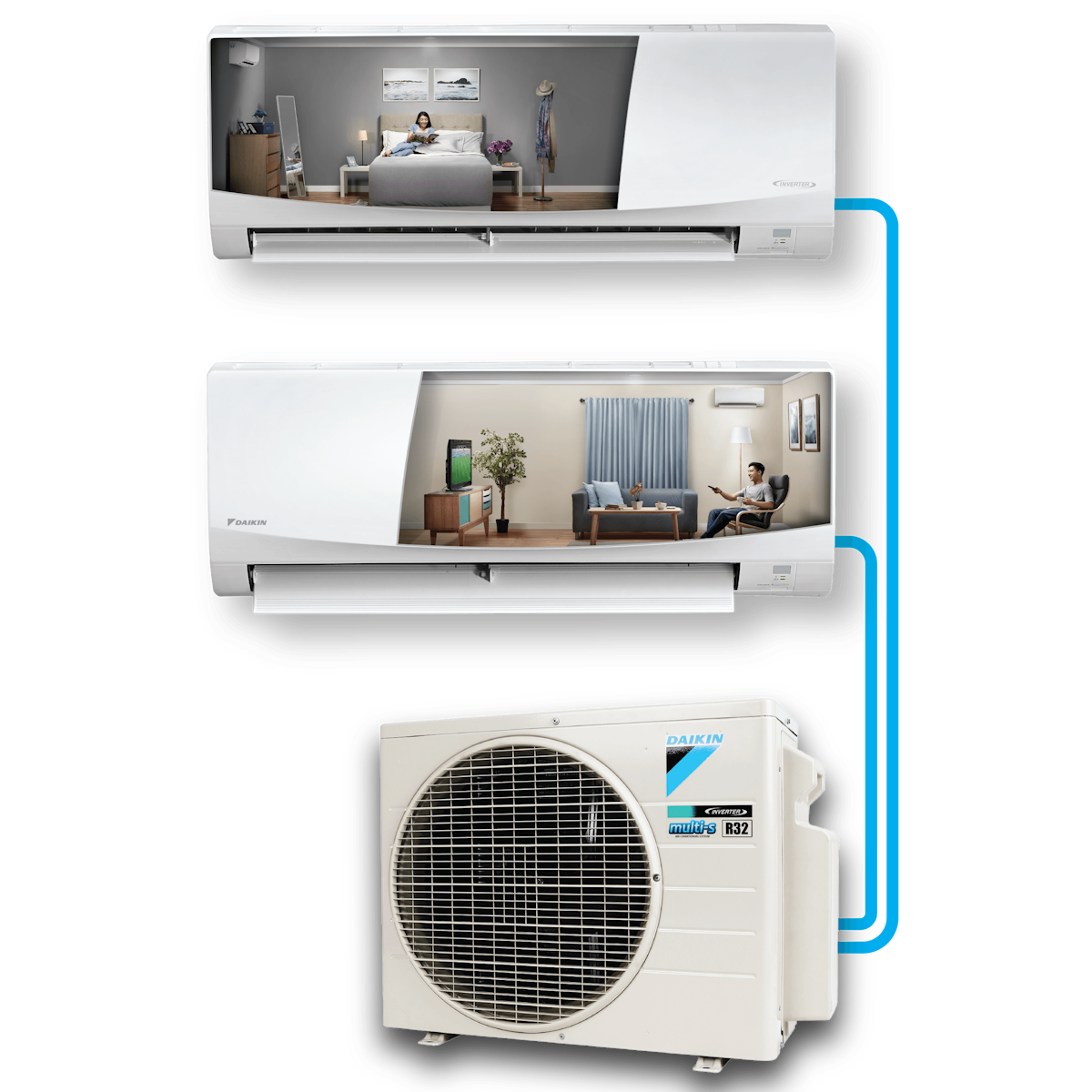 AC Daikn Multi S - 2 Connection - 2 Koneksi - 2 Indoor 1 Outdoor Daikin - Permata Teknik 1200x1200